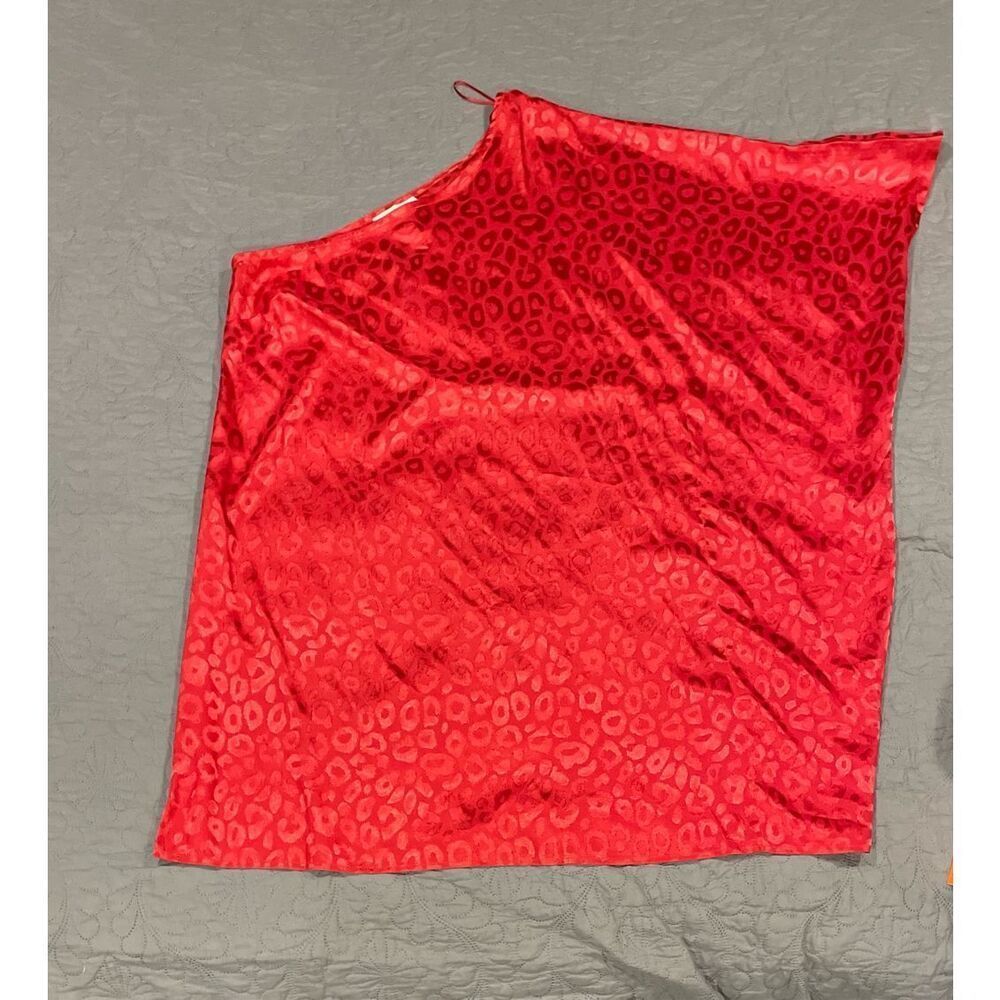Eesome Red Shiny Leopard Print One Shoulder Oversized Top New Small